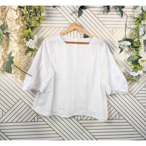 Careste Women's 100% Cotton Blouse White Button Up Back Short Sleeve Size 20